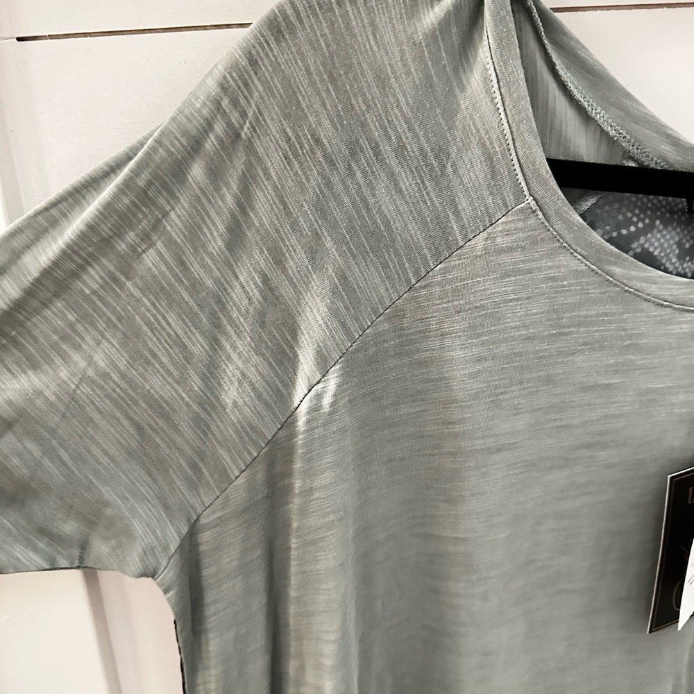 NWT XL DIANE GILMAN DG2 Grey animal print satin lightweight woman tunic casual - Picture 5 of 12